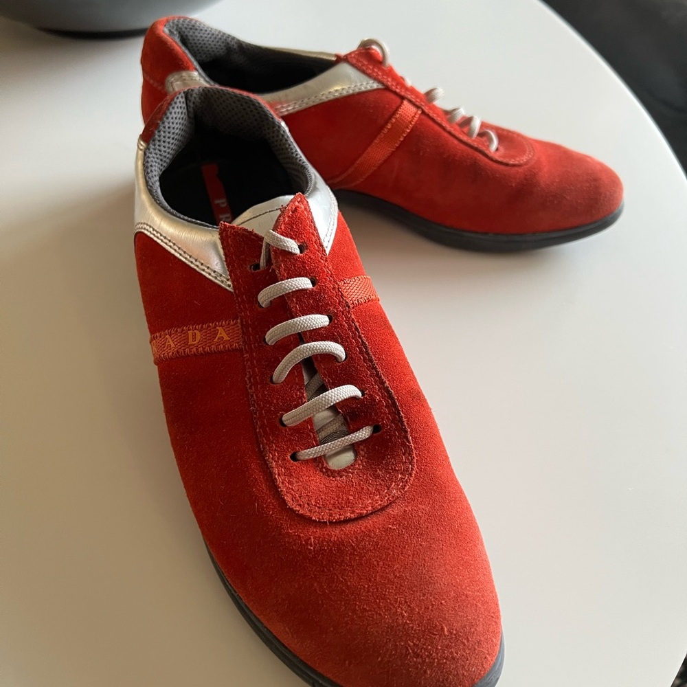 Prada Rust and Silver Women’s tennis shoes trainers Italy 38 1/2 - Picture 2 of 7